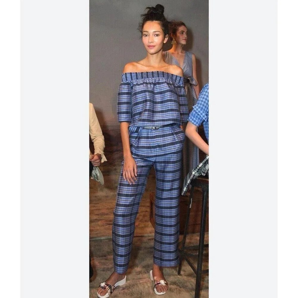 NWT J.Crew Collection Silk Plaid Pants Top Set Jenna Lyons Size 2